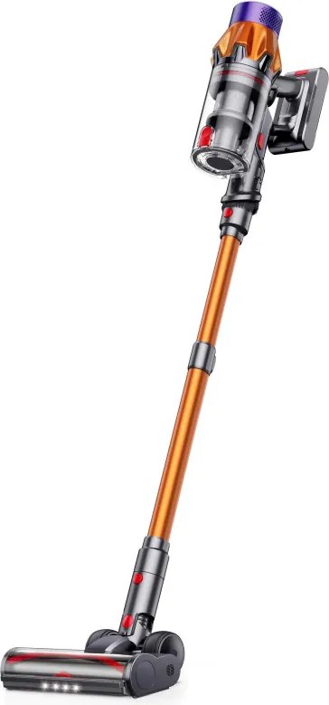 Aspirator vertical Honiture X7 CJD239, 550 W, 45 kPa, 1,5 l, 60 min, 3 moduri, Inaltime reglabila, Filtru HEPA, Ecran tactil, Perie cu LED, Nichel/Galben