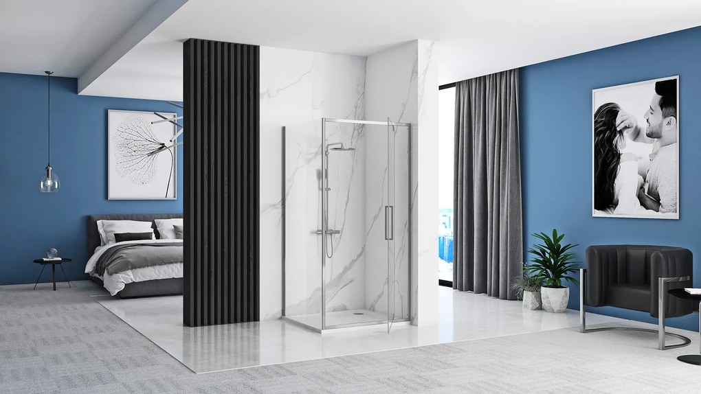 Cabina dus Rapid Swing Crom 100x80cm, Rea