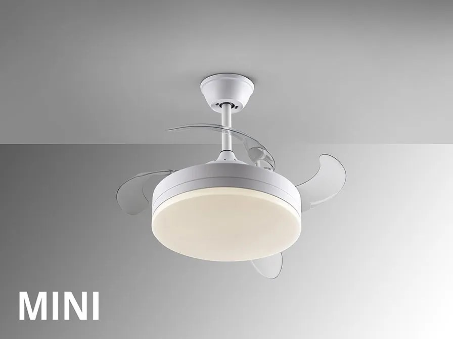 Lustra LED cu Ventilator si telecomanda, lame retractabile Mini Vento alb