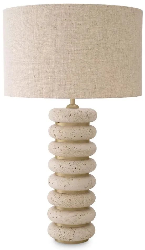 Veioza, Lampa de masa LUX cu baza din travertin Baron