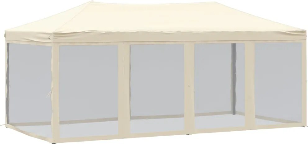 vidaXL Cort pliabil pentru petrecere, pereți laterali, crem, 3x6 m