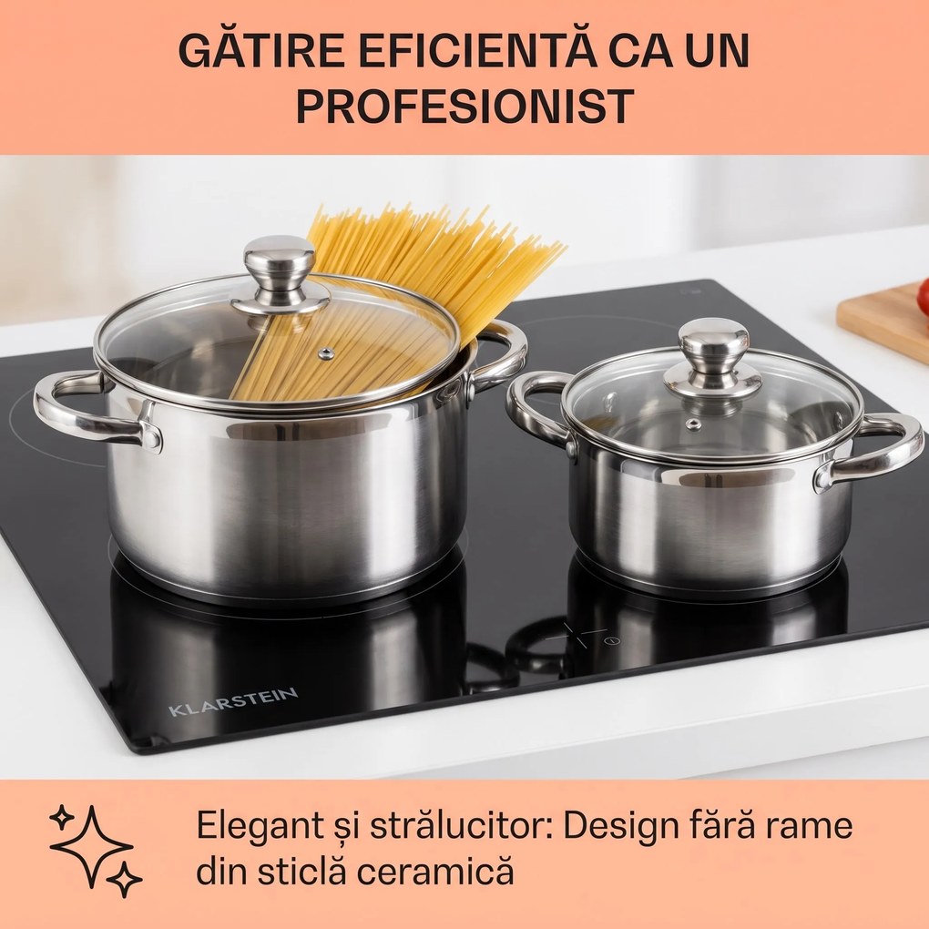 Klarstein Cookbuddy, plită dublă, 2400 W, 5 niveluri de putere, sticlă ceramică