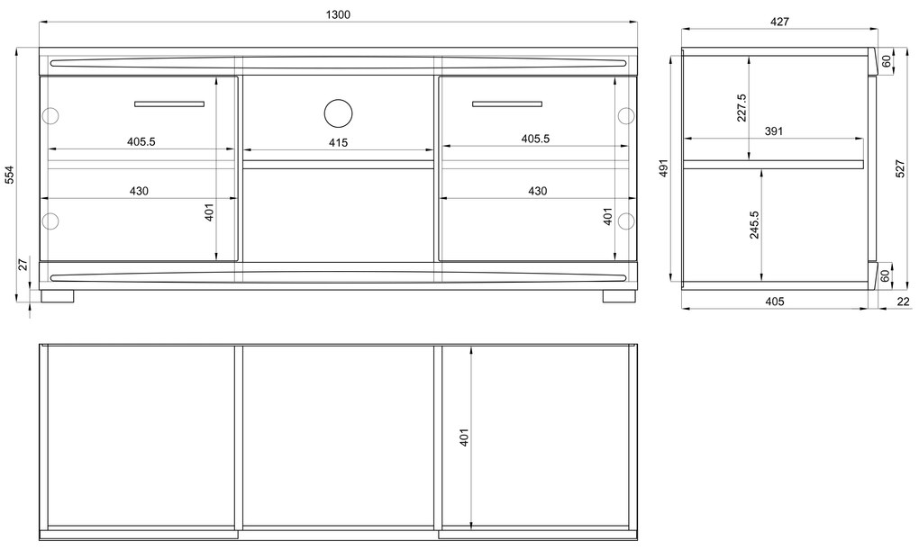 Mazzoni Mobilier perete SIMPLE Stejar Craft Auriu/Alb Luciu - COMODĂ TV VITRINĂ DOUĂ COMODE PENTRU LIVING