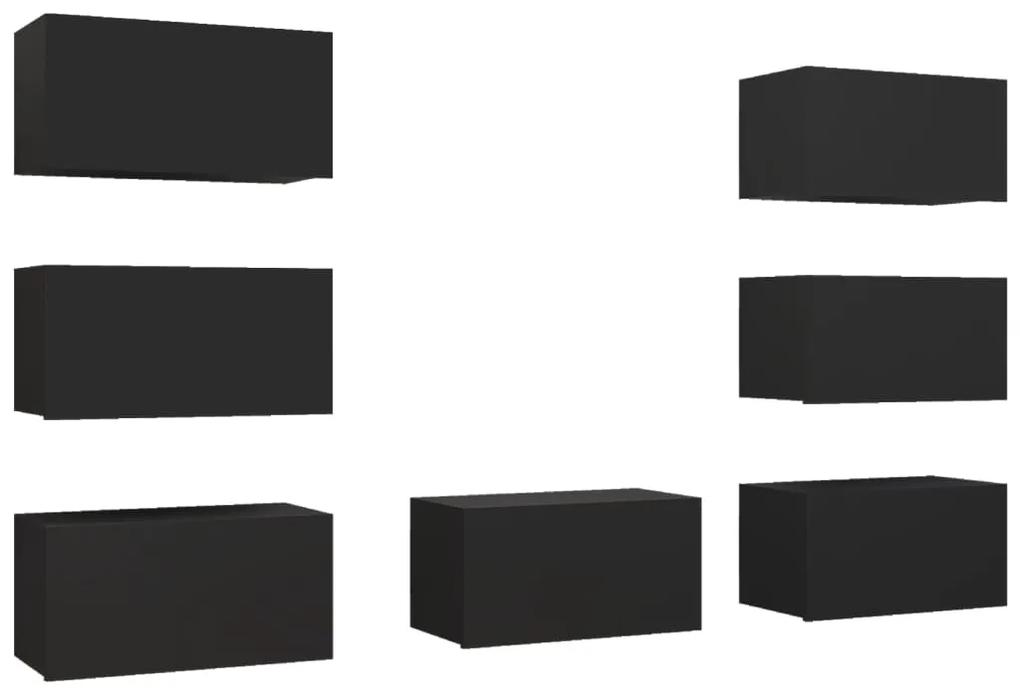 3078848 vidaXL Dulapuri TV, 7 buc., negru, 30,5x30x60 cm, lemn prelucrat