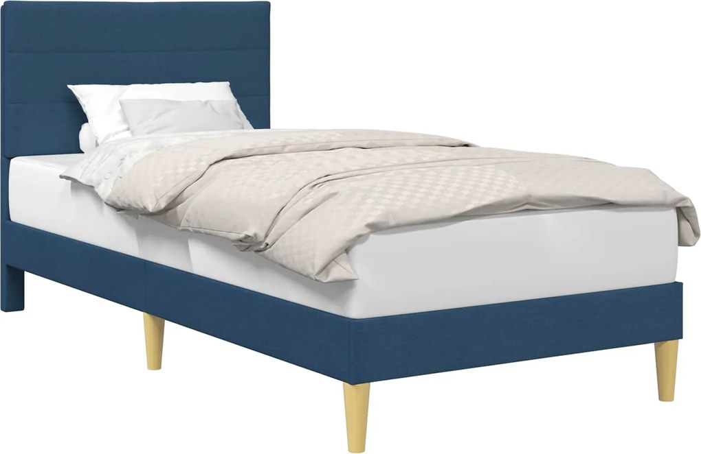 vidaXL Cadru de pat cu headboard albastru 100 x 200 cm țesătură