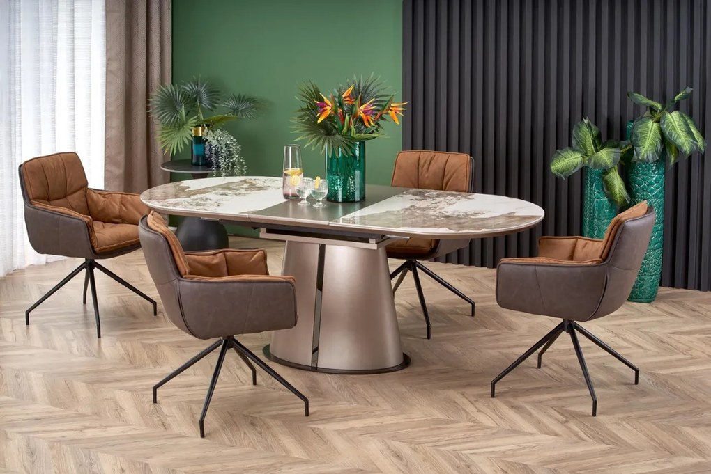 Masa extensibila Robinson marmura bej/cappuccino - L160-200 cm
