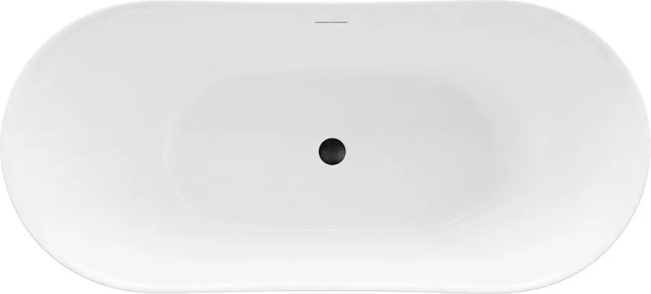 Cada freestanding cu ventil cupru periat Rea Ferrano Slim 160 cm alb