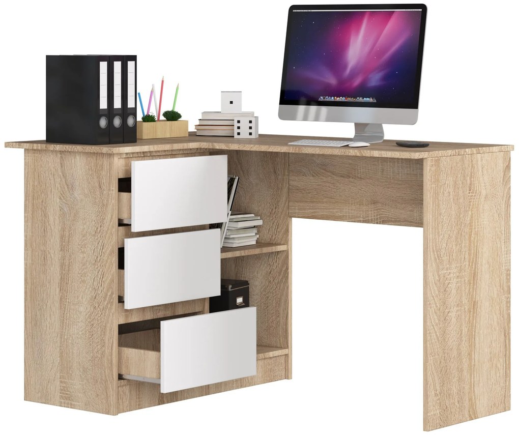 Masă PC de colț Bodhi (stejar sonoma + alb) (S). 1068825