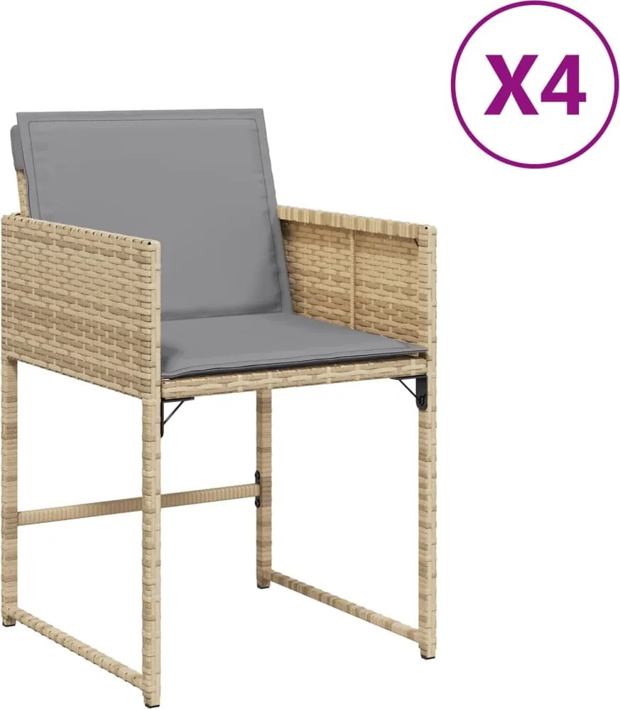 vidaXL Fotolii de grădină cu perne, 4 buc., bej combinat, poliratan