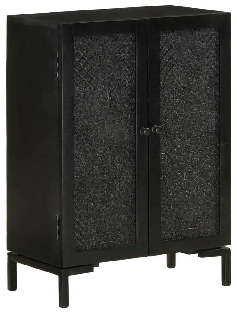 vidaXL Servantă, negru, 55x30x77 cm, lemn masiv de mango și fier