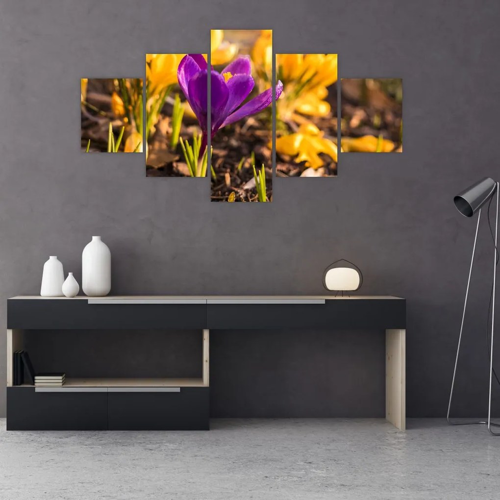 Tablou cu floare violetă (125x70 cm), în 40 de alte dimensiuni noi