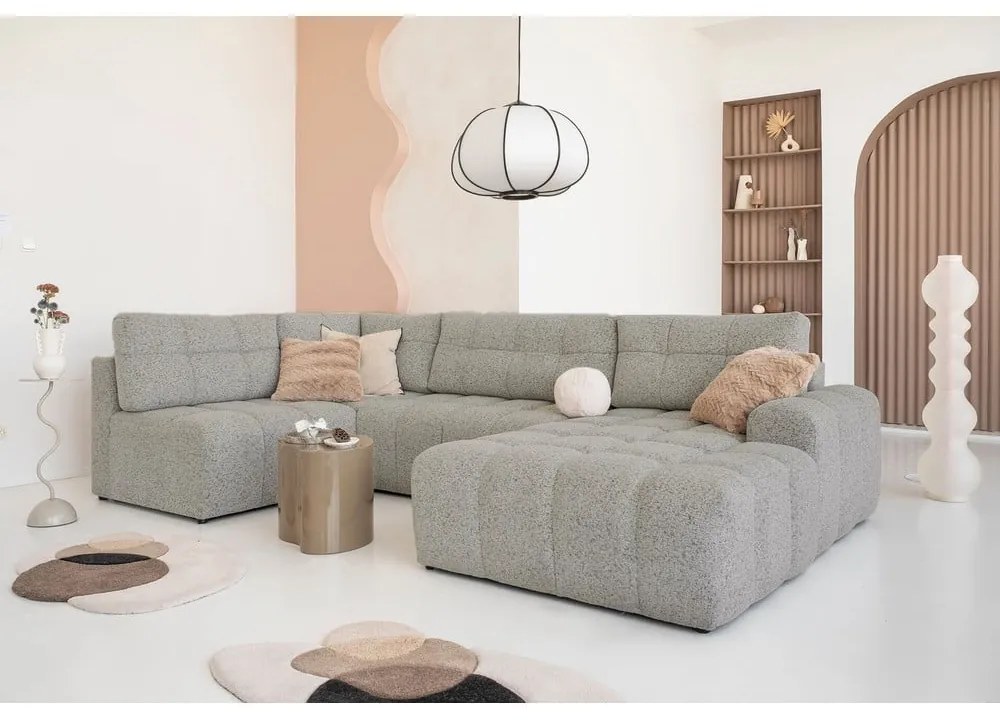 Colțar modular maro deschis extensibil/cu spațiu de depozitare (cu colț pe partea stângă) Lulu – Miuform