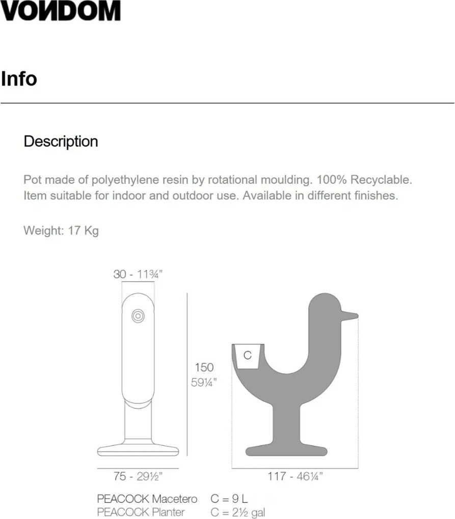 Ghiveci / Jardiniera plante design decorativ modern PEACOCK
