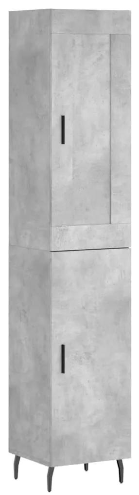 3200149 vidaXL Dulap înalt, gri beton, 34,5x34x180 cm, lemn prelucrat