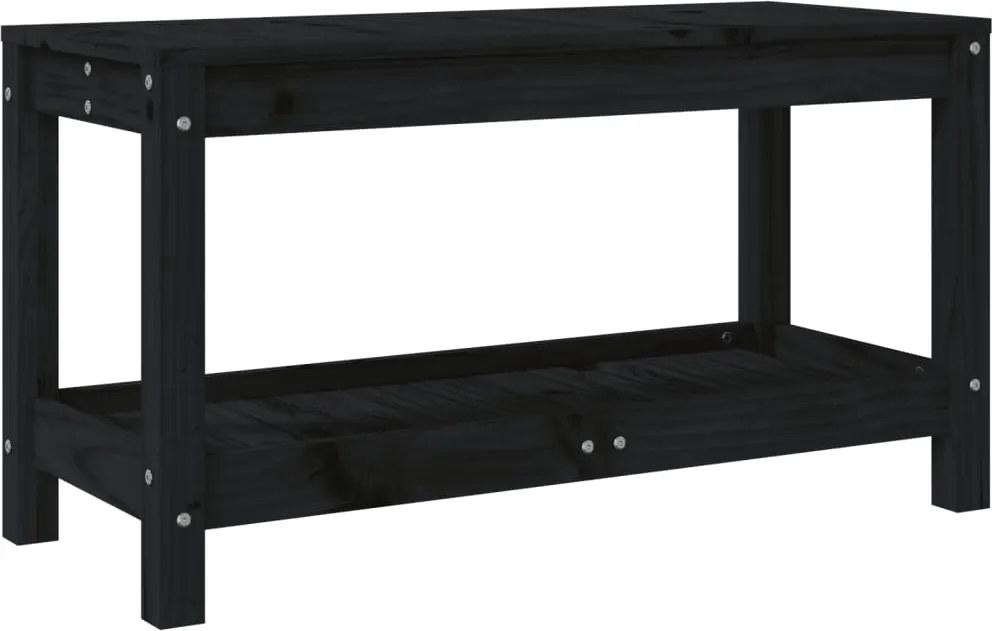 vidaXL Bancă de grădină, negru, 82,5x35x45 cm, lemn masiv de pin
