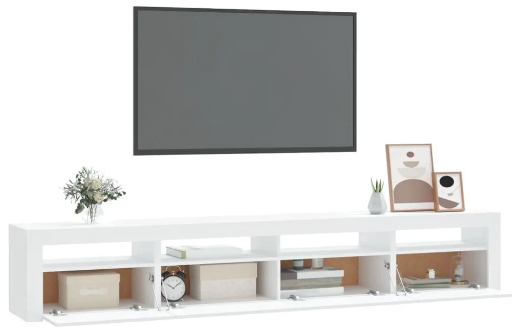 Comoda TV cu lumini LED, alb, 240x35x40 cm 1, Alb, 240 x 35 x 40 cm