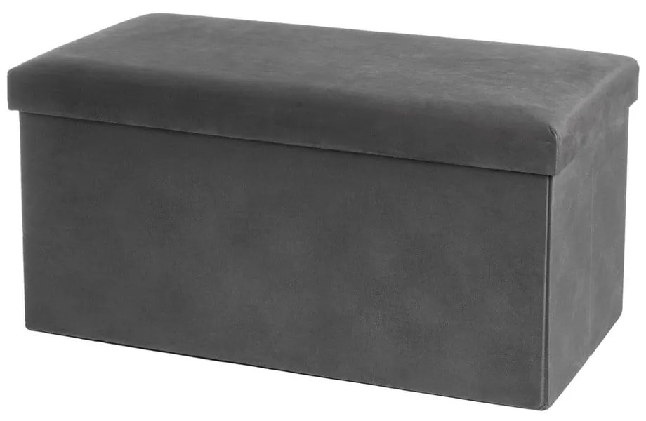 Taburet gri închis cu tapițerie din catifea Estela – Casa Selección