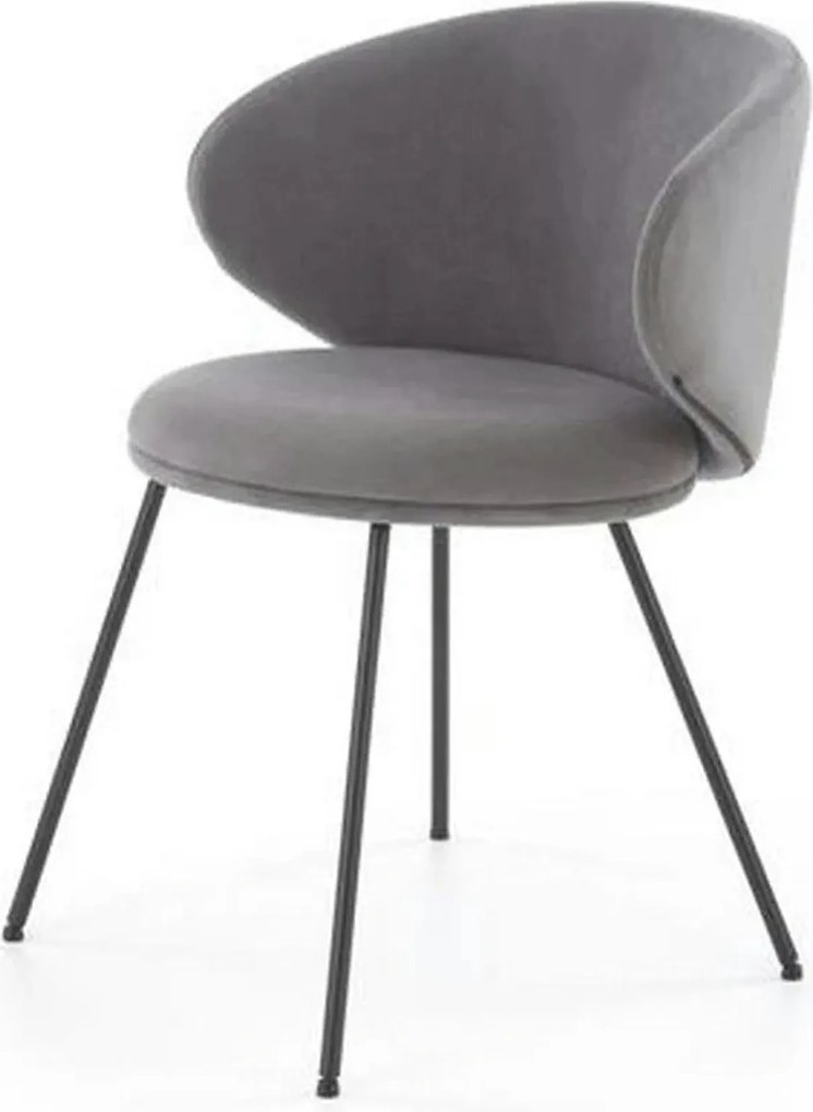 Scaun K587, gri - Mavel 14, stofa catifelata/otel, 60x58x77 cm