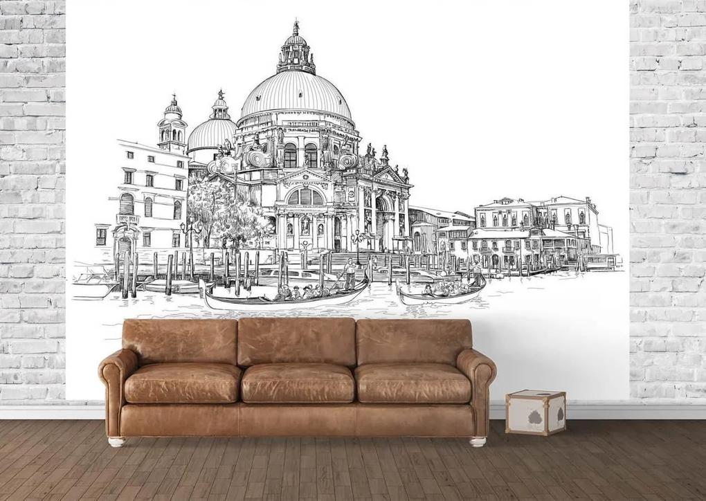 Fototapet. Grafica cu Bazilica Sfantul Marcu din Venetia. Art.060029