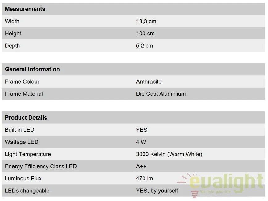 Stalp LED iluminat exterior IP44 H100cm Kato AL 11-1157 anthrazit OR