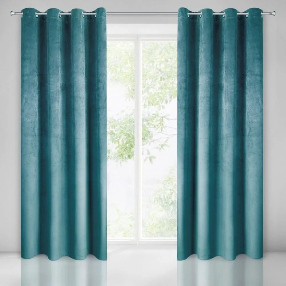 Draperii de catifea de culoare albastră pentru cercuri 140 x 250 cm