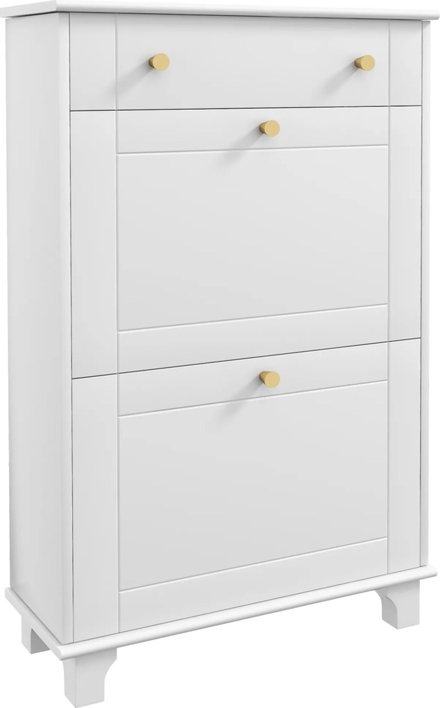 HOMCOM Dulap Pantofi Slim cu 2 Uși, Sertar, Rafturi Reglabile, 8 Perechi, MDF, PAL, 60 x 23,5 x 98,5 cm, Alb | Aosom Romania
