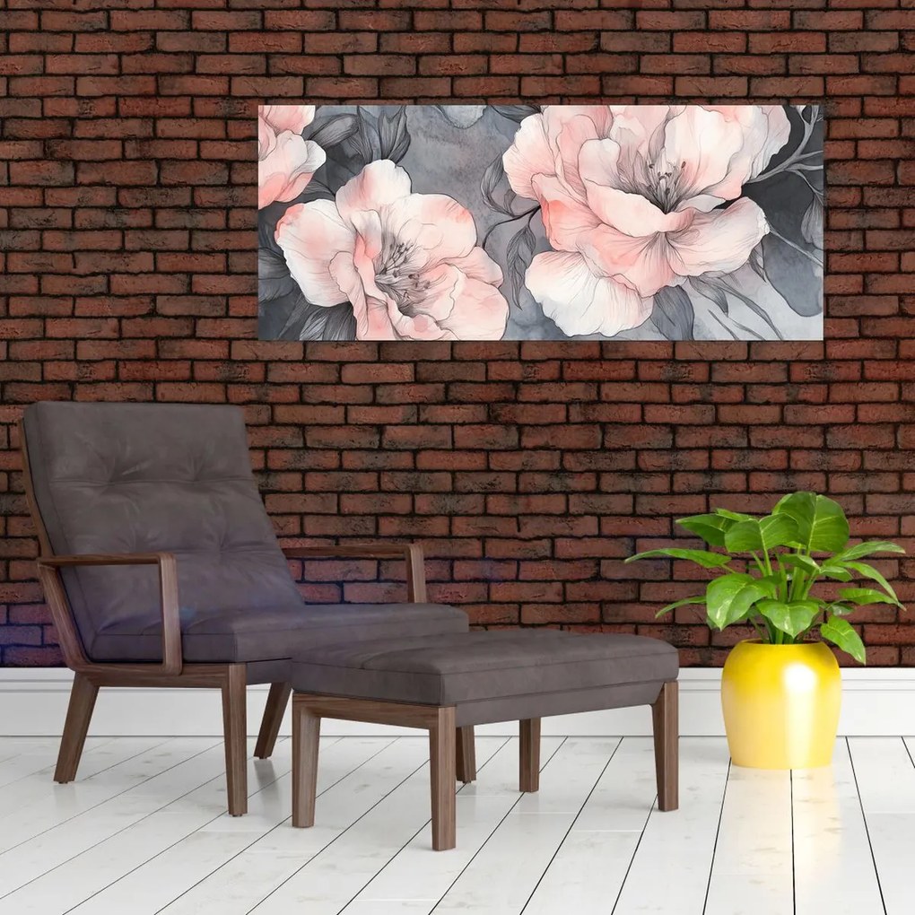 Tablou - Schiță de flori (120x50 cm)