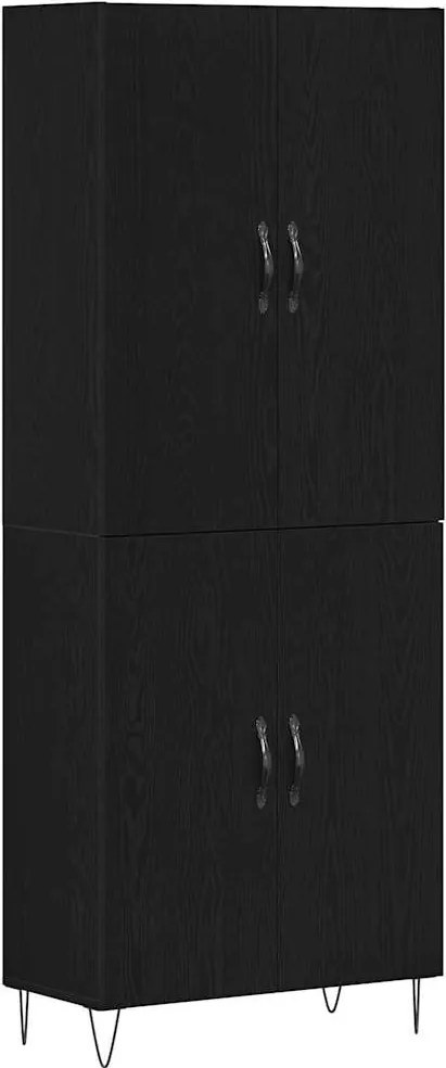 vidaXL Bufet 2 pcs Stejar Negru Lemn tehnic și sticlă