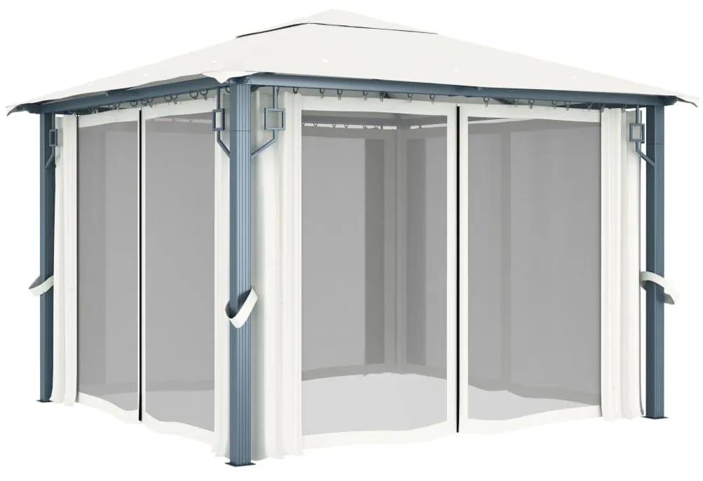 Pavilion cu perdele, crem, 300 x 300 cm, aluminiu Crem, 300 x 300 cm