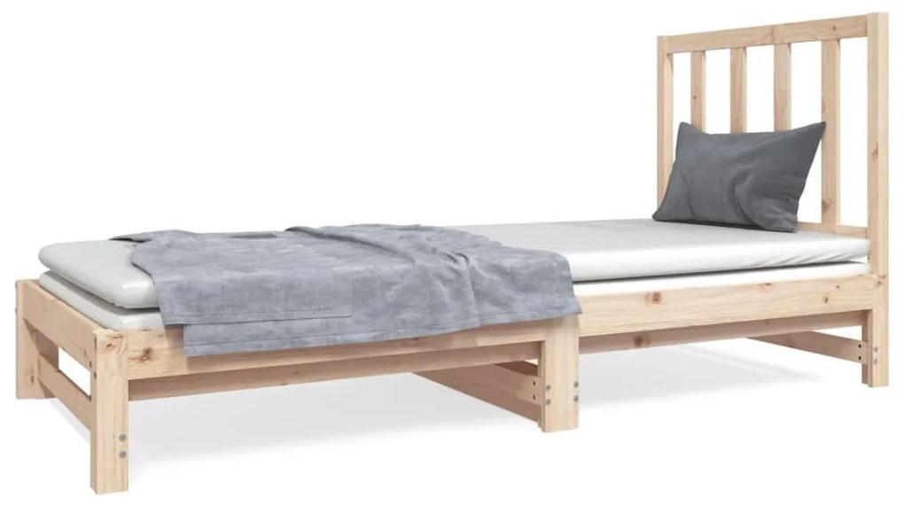 3124752 vidaXL Pat de zi extensibil, 2x(90x190) cm, lemn masiv de pin