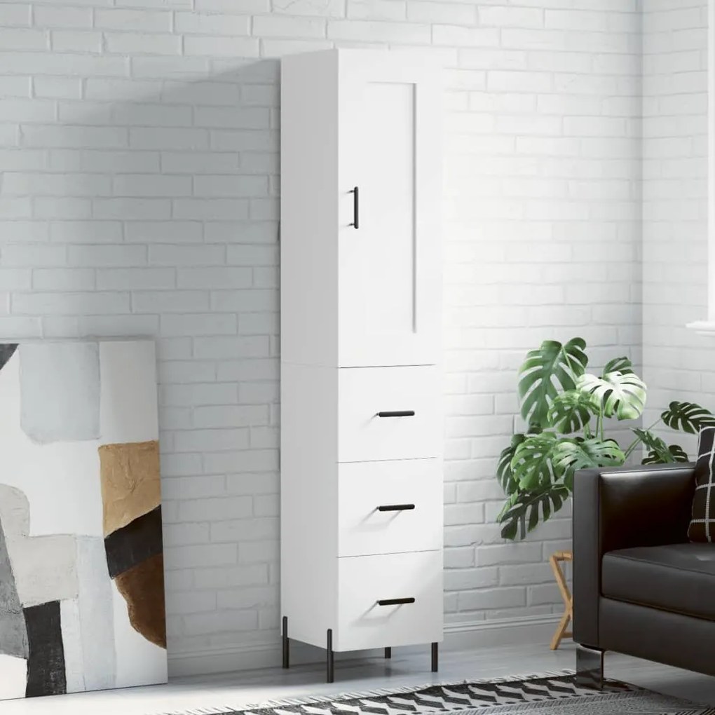 vidaXL Dulap înalt, alb, 34,5x34x180 cm, lemn prelucrat
