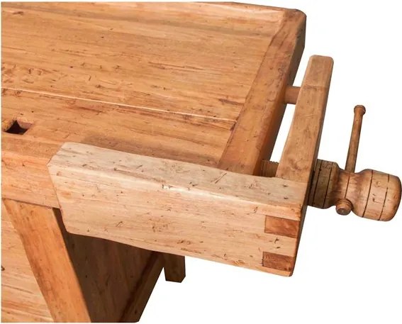 Banc de tamplar, L184 74 H92 cm, 4 sertare, natur antic, lemn masiv