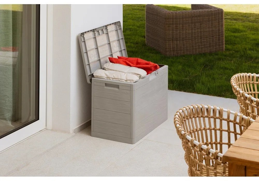 Cutie de depozitare pentru grădină gri deschis din plastic Woodys – Toomax