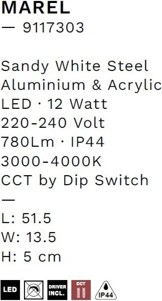 Aplica de perete LED baie IP44 MAREL alba