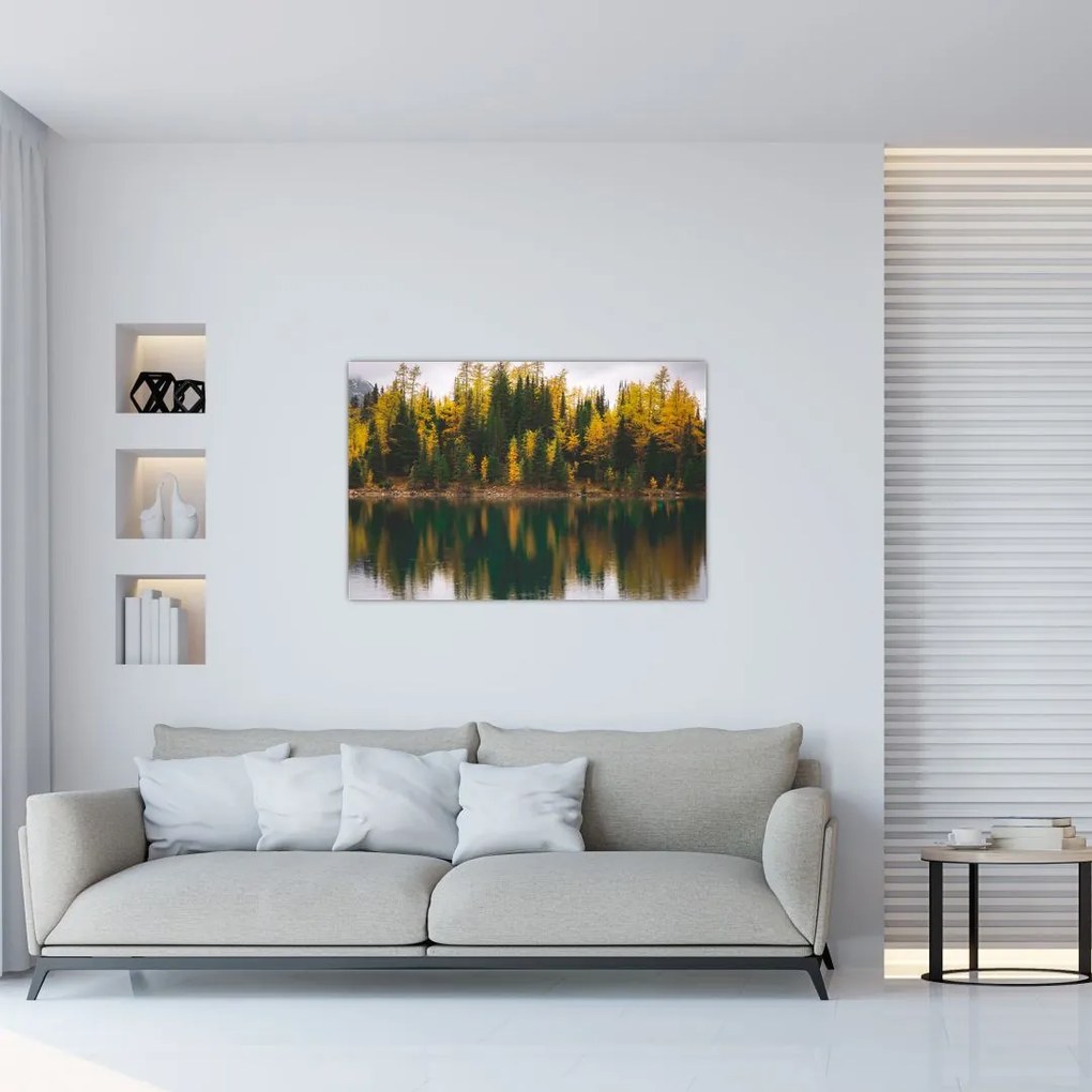 Tablou cu lac de pădure (90x60 cm)