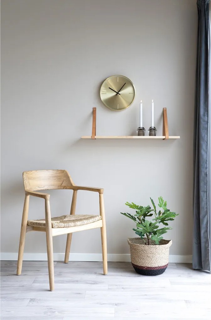 Raft Forno, raft din lemn natural, curele din piele maro 80x20 cm