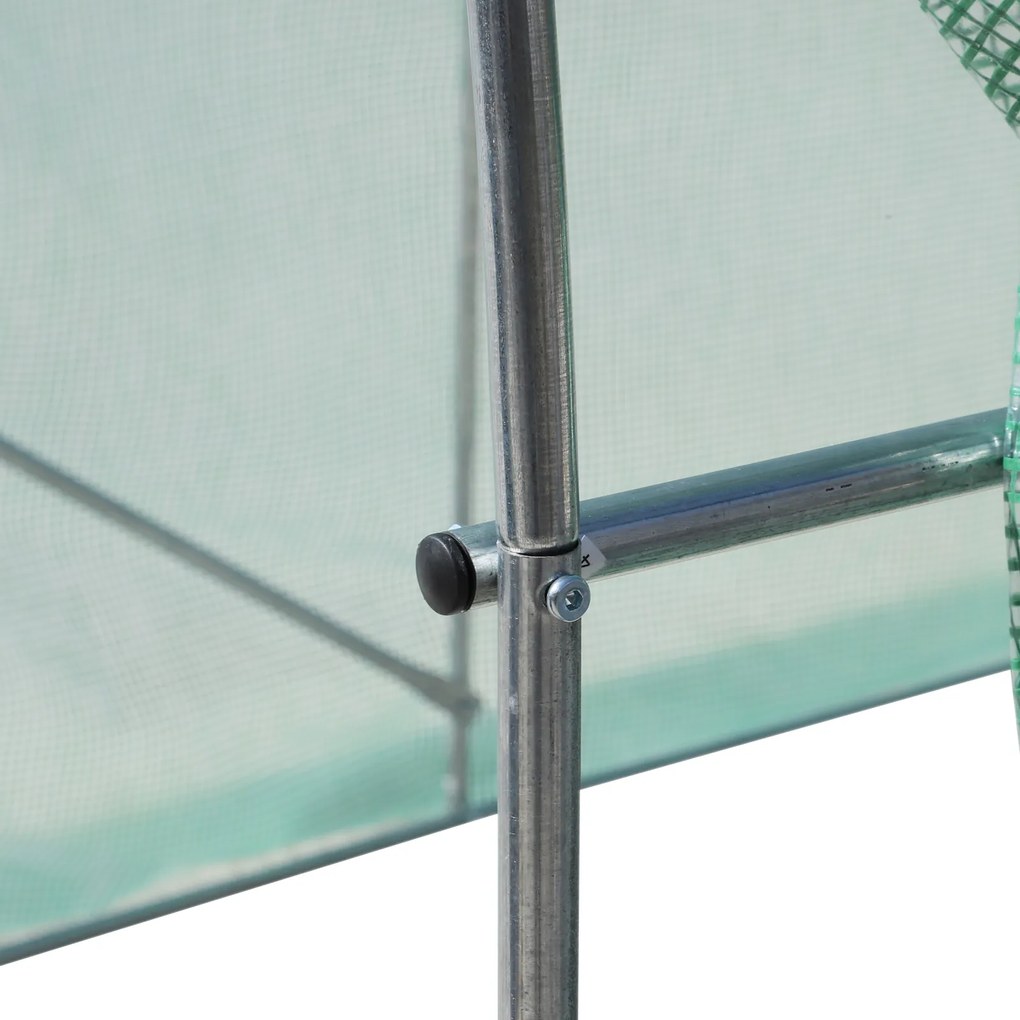 Outsunny Serra a Tunnel da Giardino Struttura in Acciaio con 6 Finestre e Porta Avvolgibili, 400x200x210cm verde 400x200x210cm