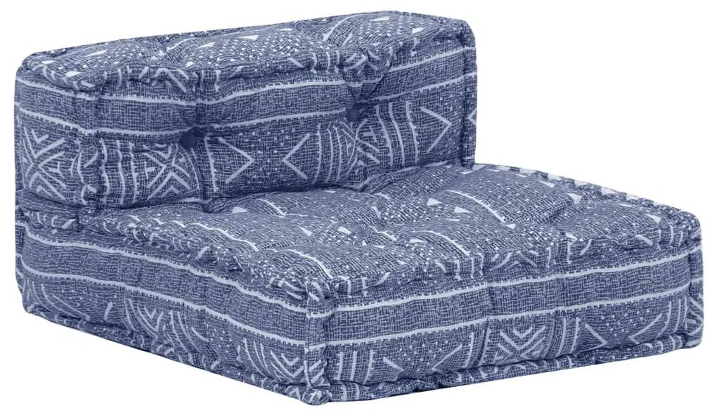 Canapea puf modulara cu 3 locuri, indigo, material textil 1, Indigo, Canapea cu 3 locuri cu spatar si cotiera