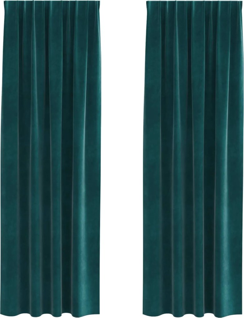 vidaXL Perdele opace 2 pcs Verde închis 140 x 260 cm Catifea