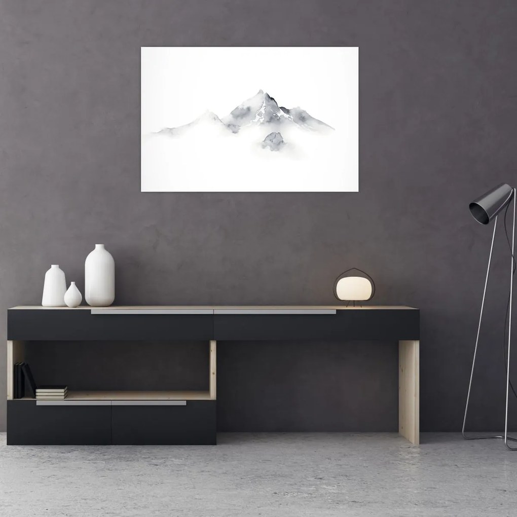 Tablou - Pictură cu cerneală de munți (90x60 cm)