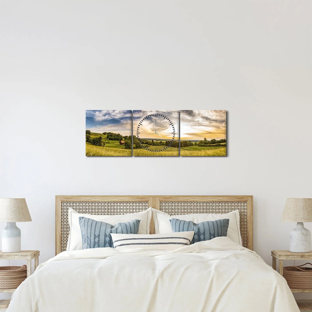 Tablou cu peisaj (cu ceas) (90x30 cm)