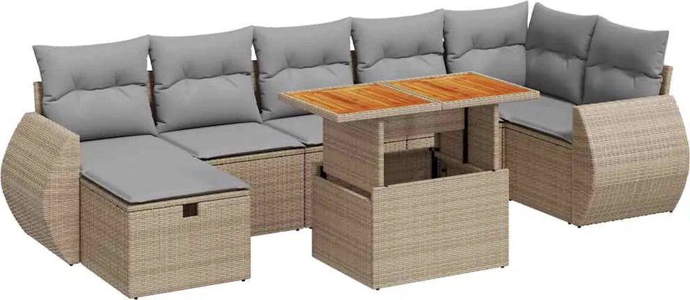 vidaXL Set canapele de grădină cu perne 5 piese bej poliratan/acacia