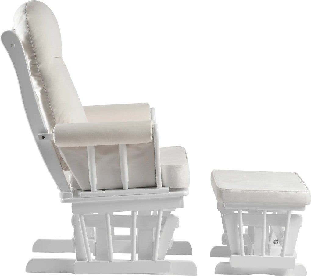 Scaun balansoar cu suport pentru picioare, alb/crem, SAFORD