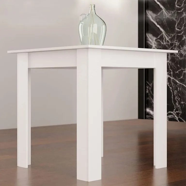 MIADOMODO masă de sufragerie pentru 4 persoane, albă, 80x80x