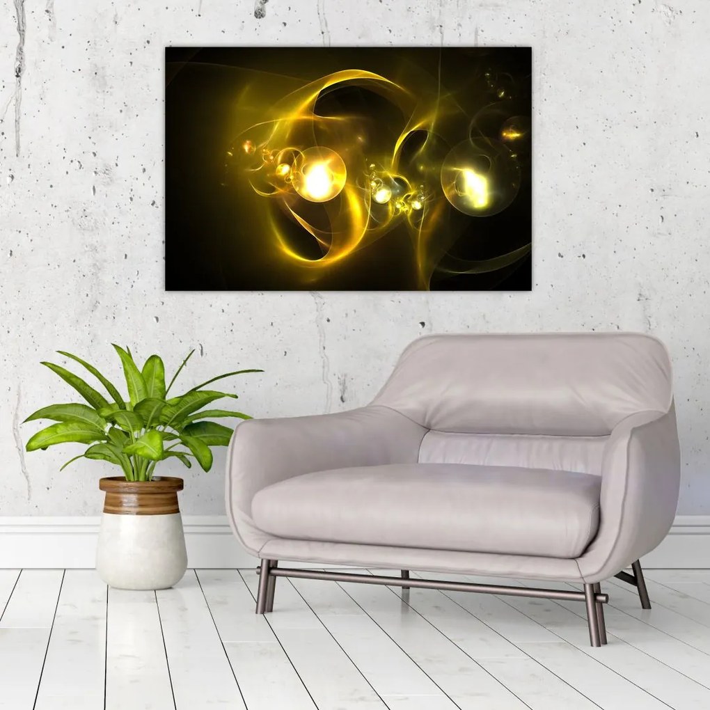 Tabloul abstract cu bile galbene (90x60 cm)