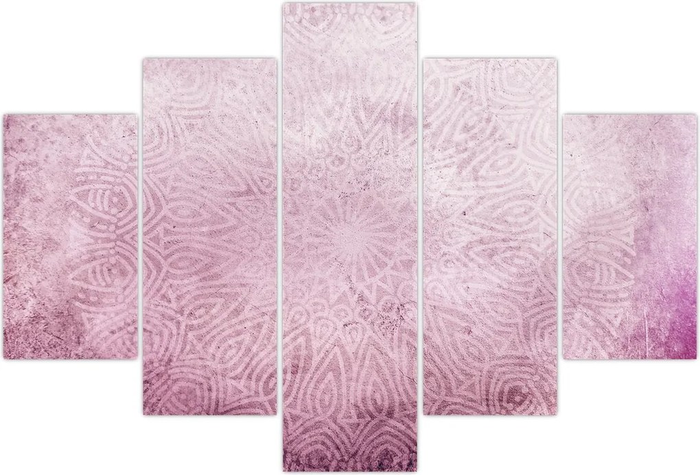 Tablou - Mandala pe zid roz (150x105 cm)