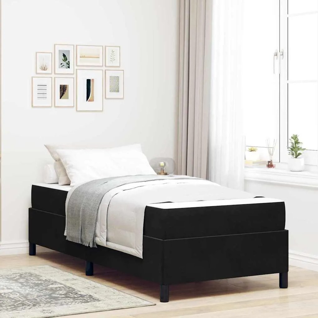 vidaXL Cadru de pat Altele Negru și Alb și Negru 90 x 190 cm Catifea