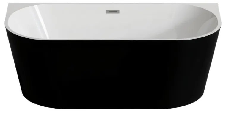 LANA Cadă de baie semi-freestanding, pentru montaj lângă perete, negru-alb, 160x80x58 cm
