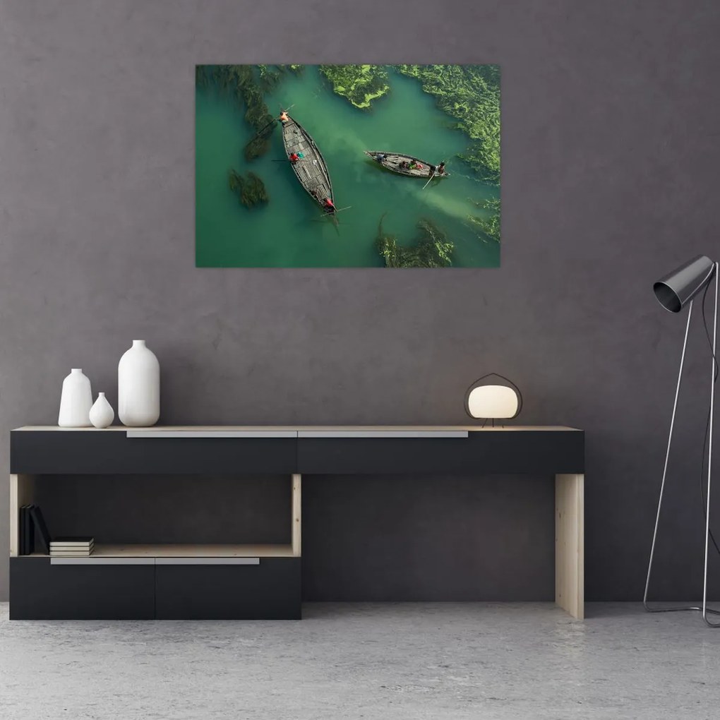 Tablou - Pescarii de pe râu (90x60 cm)