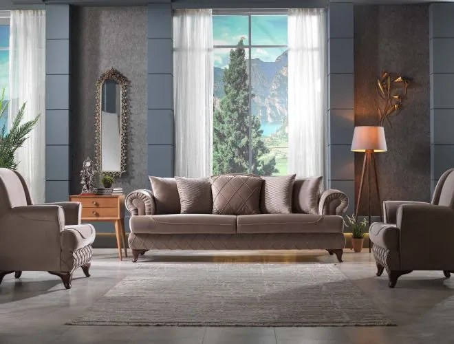 Canapea extensibila clasica 3 locuri cu lada de depozitare Bianca, verde